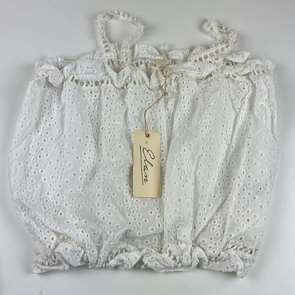Elan Halter White Eyelet Tank Top - Picture 2 of 9
